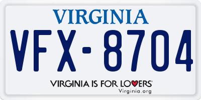 VA license plate VFX8704
