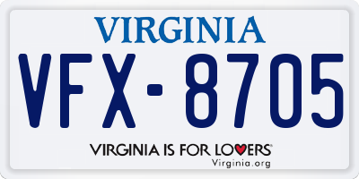 VA license plate VFX8705