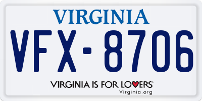 VA license plate VFX8706