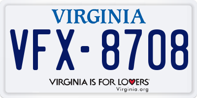 VA license plate VFX8708