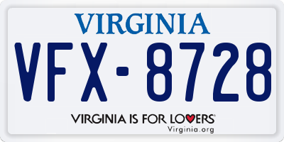 VA license plate VFX8728