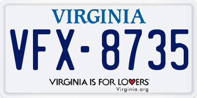 VA license plate VFX8735