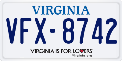 VA license plate VFX8742