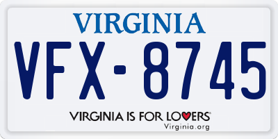 VA license plate VFX8745