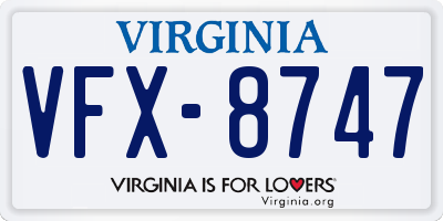 VA license plate VFX8747