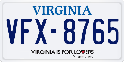 VA license plate VFX8765