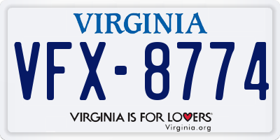 VA license plate VFX8774