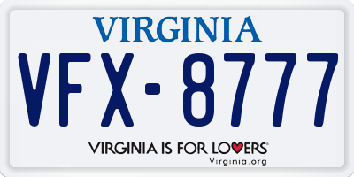 VA license plate VFX8777
