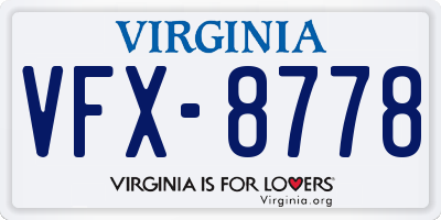 VA license plate VFX8778