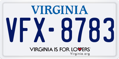 VA license plate VFX8783