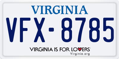 VA license plate VFX8785