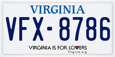 VA license plate VFX8786