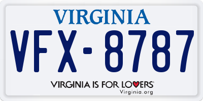 VA license plate VFX8787