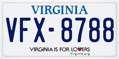 VA license plate VFX8788