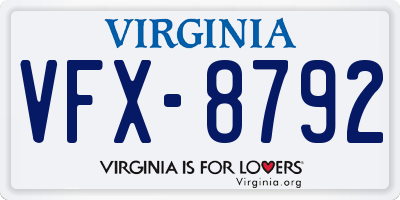 VA license plate VFX8792