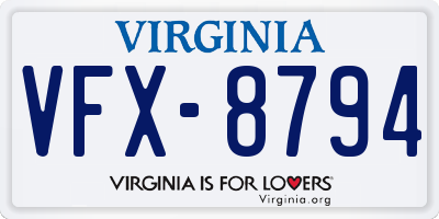 VA license plate VFX8794