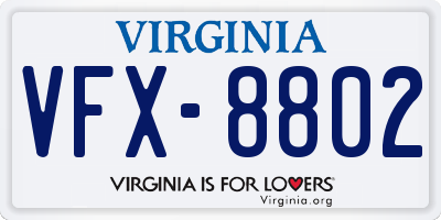 VA license plate VFX8802