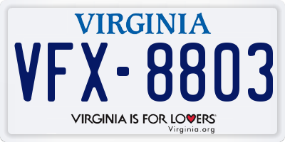 VA license plate VFX8803