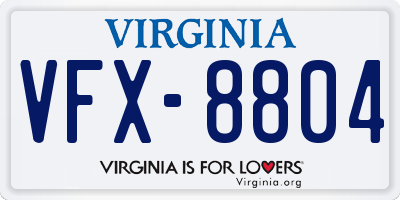 VA license plate VFX8804