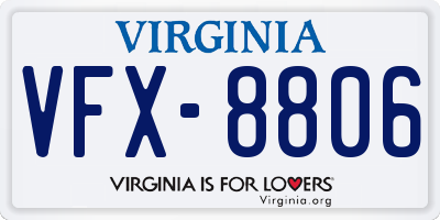 VA license plate VFX8806