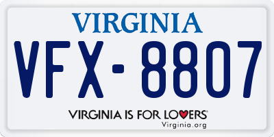 VA license plate VFX8807