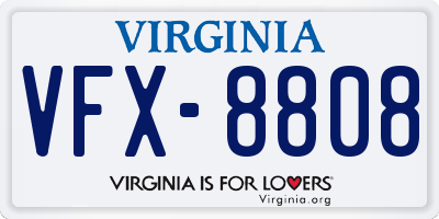 VA license plate VFX8808