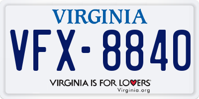 VA license plate VFX8840