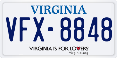 VA license plate VFX8848