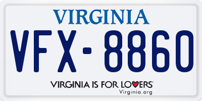 VA license plate VFX8860