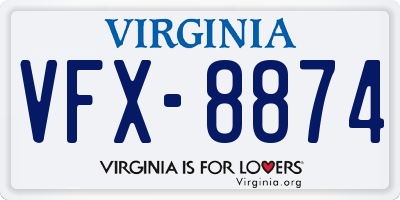 VA license plate VFX8874