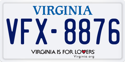 VA license plate VFX8876