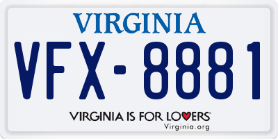 VA license plate VFX8881