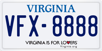 VA license plate VFX8888