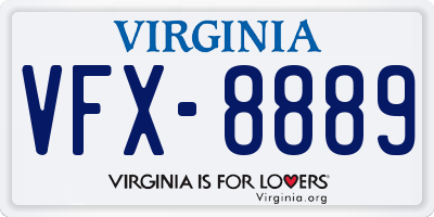 VA license plate VFX8889