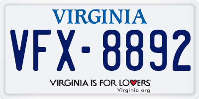 VA license plate VFX8892