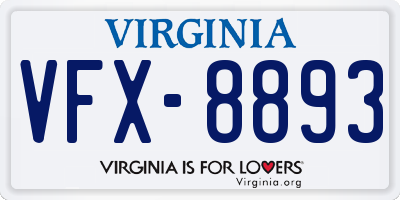 VA license plate VFX8893