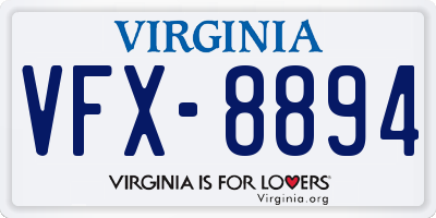 VA license plate VFX8894