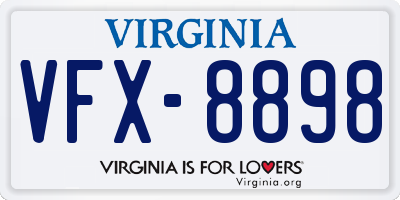 VA license plate VFX8898