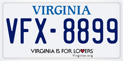 VA license plate VFX8899