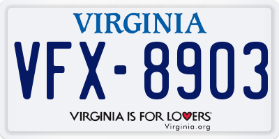 VA license plate VFX8903