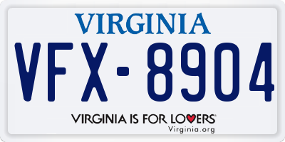 VA license plate VFX8904