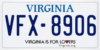 VA license plate VFX8906