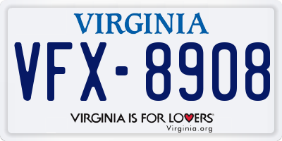 VA license plate VFX8908