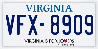 VA license plate VFX8909