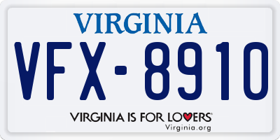 VA license plate VFX8910