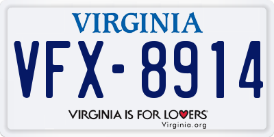 VA license plate VFX8914