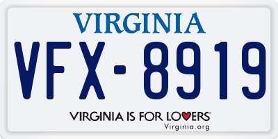 VA license plate VFX8919