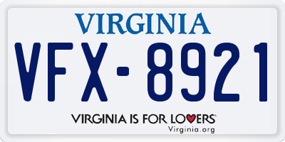 VA license plate VFX8921