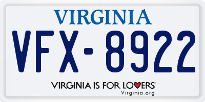 VA license plate VFX8922