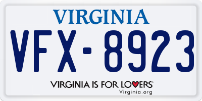 VA license plate VFX8923